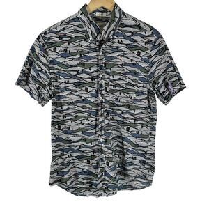 J.CREW Men's Small Cream Penguin Printed Button-Up Long Sleeve Shirt